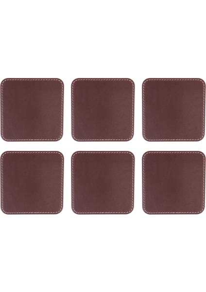 Bardak Altlığı,6’lı Set,masaüstü Kare Cup Coaster,vegan Suni DERI,11X11 Cm.,bordo fırsatları