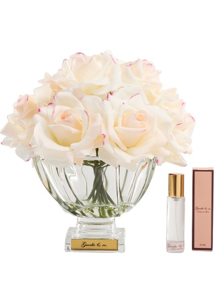 Krem Pembe 10 Iri Gül Kristal Cam