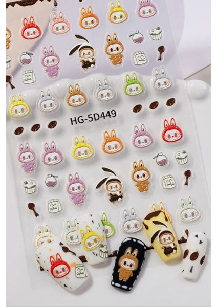 Labubu Tırnak Sticker Protez Tırnak Kalıcı Oje Süsleme, Nail Art Sticker 5D499 fiyatları