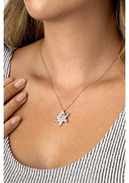 Beyaz Altın Kaplama 925 Ayar Gümüş Lotus Çiçeği Kadın Kolye fiyatları