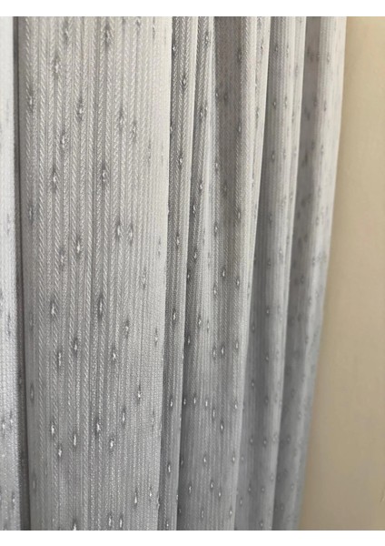 Nivemeshome Mızraklı FIR0914 AR03102 V-105 Gri 1/3 Sık Pileli Tül Perde Apm