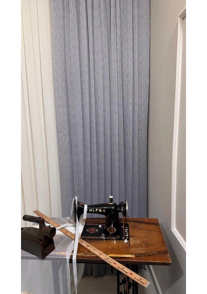 Nivemeshome Mızraklı FIR0914 AR03102 V-105 Gri 1/3 Sık Pileli Tül Perde Apm