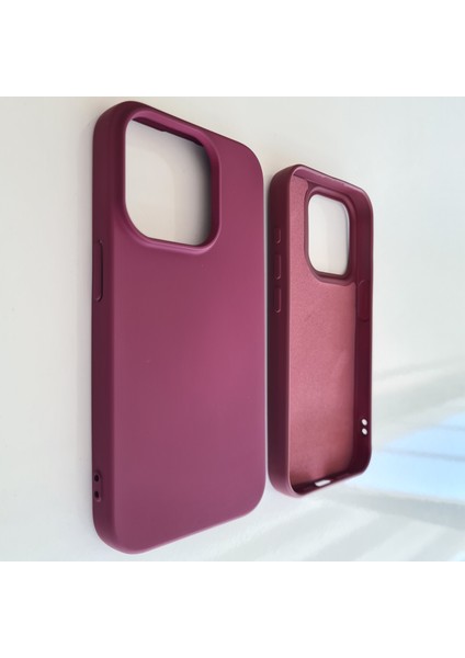 İphone 15 Pro Max ile Uyumlu Logosuz Lansman Içi Kadife Silikon Kılıf