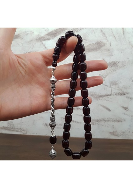 Gümüş Püskül Koyu Kahve Kapsül Kesim Sıkma Kehribar fiyatları