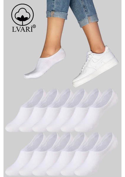 12 Çift Pamuklu Erkek Sneaker Patik Çorap Beyaz