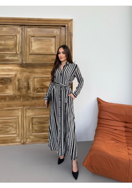 Meander Desen Gömlek Elbise modelleri