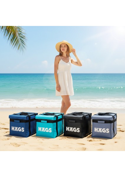 Termal Kamp Çantası,ısı Yalıtımlı Kamp Piknik Yemek Taşıma Çantası, Büyük Hacimli 38 Lt- Gri