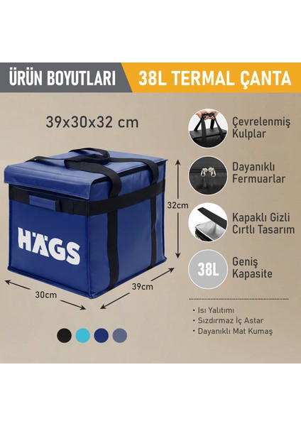 Termal Kamp Çantası, Termal Termos Çanta, Kamp, Buzluk Geniş Hacimli Büyük 38 Lt- Koyu Mavi modelleri