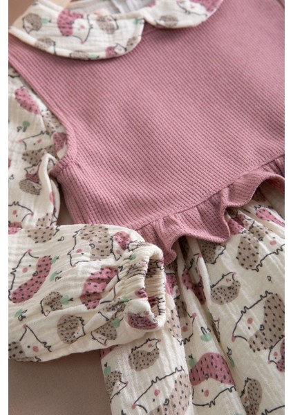 Pembe Kirpi Desenli Süveterli Kız Çocuk Elbise 20222 fırsatları