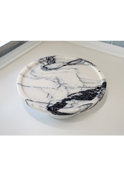 Gaia 38CM Mermer Ultra Geniş ve Ayaklı Kek & Pasta Sunumluğu - Mermer Kek Standı - Düğün Pastası Standı fırsatları