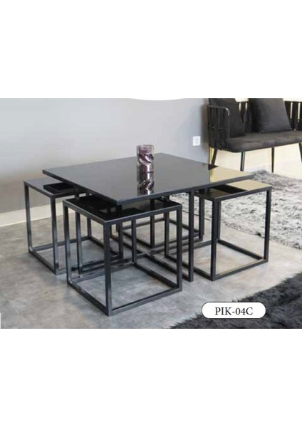 Mim Siyah Kare 4+1 Pizza Orta Sehpa