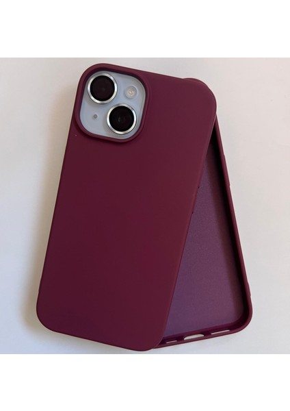 İphone 15 ile Uyumlu Logosuz Lansman Içi Kadife Esnek Silikon Kılıf