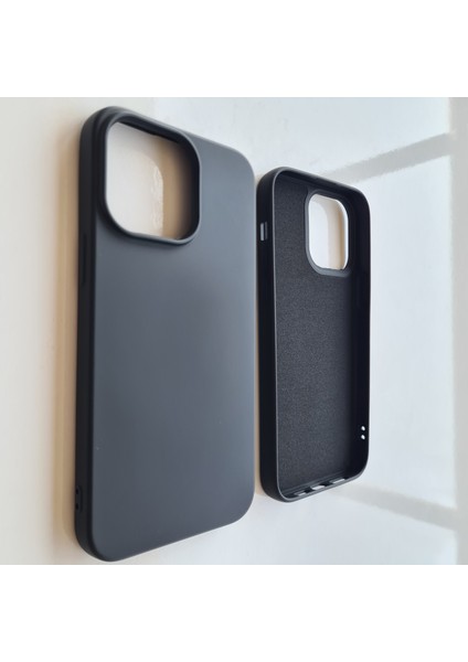 İphone 14 Pro Max (6.7) ile Uyumlu Logosuz Lansman Içi Süet Silikon Kılıf