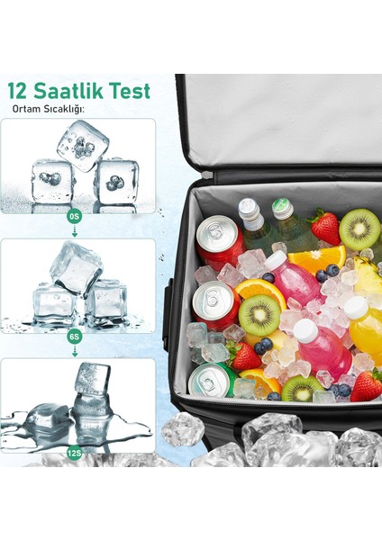 Termal Kamp Çantası, Termal Çanta, Kamp, Plaj, Piknik Yemek Taşıma Çantası, Geniş 38 Lt- Siyah indirimleri