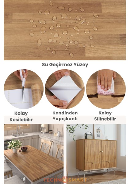 60×500CM Kendinden Yapışkanlı Dokulu Ahşap Görünümlü Premium Duvar Kağıdı Dolap Kaplama Ahşap