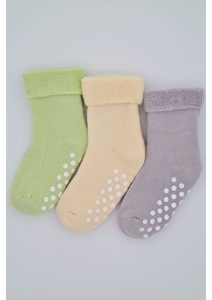 Kıpırık Baby 5-6 Yaş 3 Çift Havlu Pamuklu Kaydırmaz Taban Kışlık Unısex Çocuk ve Bebek Soket Çorap