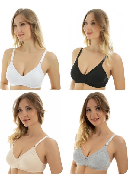 4'lü Ekonomik Asorti Paket % 100 Pamuk Penye Telsiz Toparlayıcı ( Balensiz Minimizer ) Sütyen EBRA41001 fiyatları