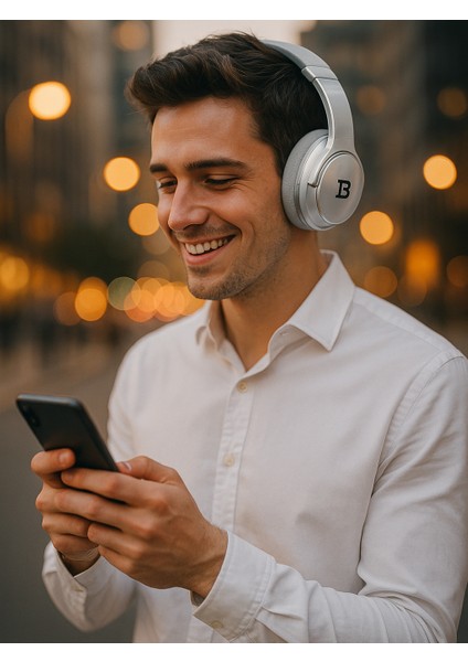 Kablosuz Kulaküstü Gümüş Bluetooth Kulaklık Stereo-Mikrofon-Aux HK-033 fiyatları
