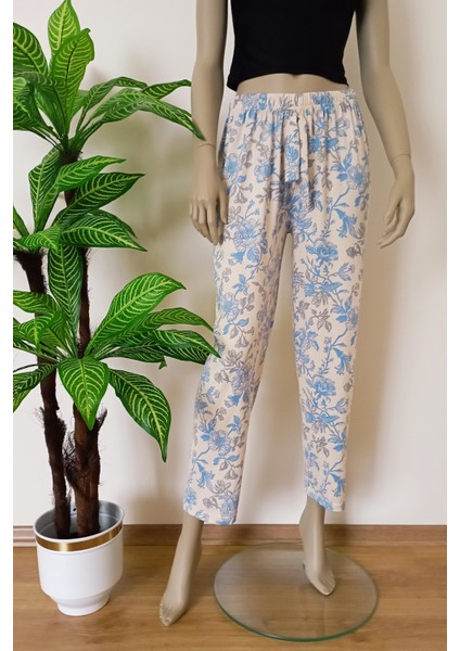 Kadın Çiçekli Milan Kumaş Yumuşak Dokulu Esnek Pijama Altı modelleri