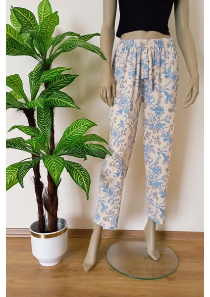 Kadın Çiçekli Milan Kumaş Yumuşak Dokulu Esnek Pijama Altı fırsatları