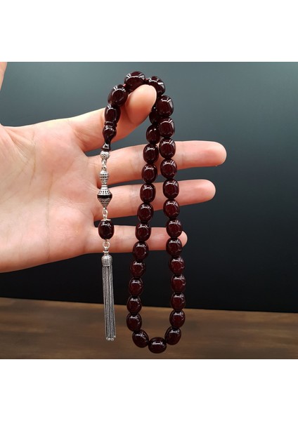 Gümüş Püskül Havşa Delim Sıkma Kehribar Tesbih