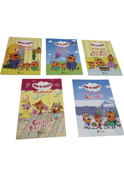Tatlı Kedicikler Hikaye Serisi 5 Li Set (8 Li tatlı kedicikler okul Etiketi Hediyeli)