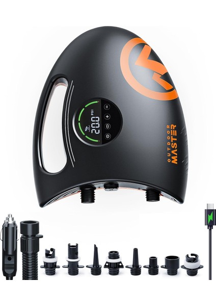 Shark 2s Elektrikli Sup Pompası – 20 Psı, Şişirme & Boşaltma,8 Farklı Nozul