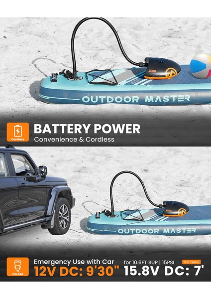 Shark 2s Elektrikli Sup Pompası – 20 Psı, Şişirme & Boşaltma,8 Farklı Nozul modelleri