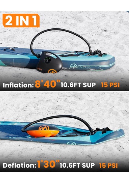 Shark 2s Elektrikli Sup Pompası – 20 Psı, Şişirme & Boşaltma,8 Farklı Nozul