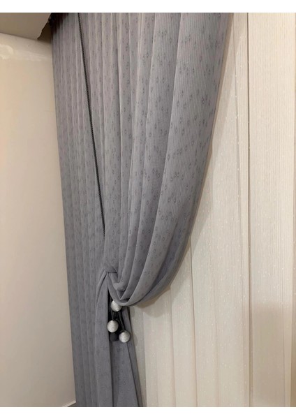 Nivemeshome Mızraklı FIR0914 AR03102 V-105 Gri 1/2,5 Sık Pileli Tül Perde Apm fiyatları