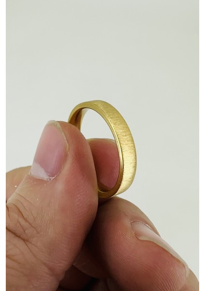 Kişiye Özel Isim Tarih Yazılı 4mm Mat Fırçalanmış Düz Unisex Çelik Yüzük Alyans CL45Y modelleri