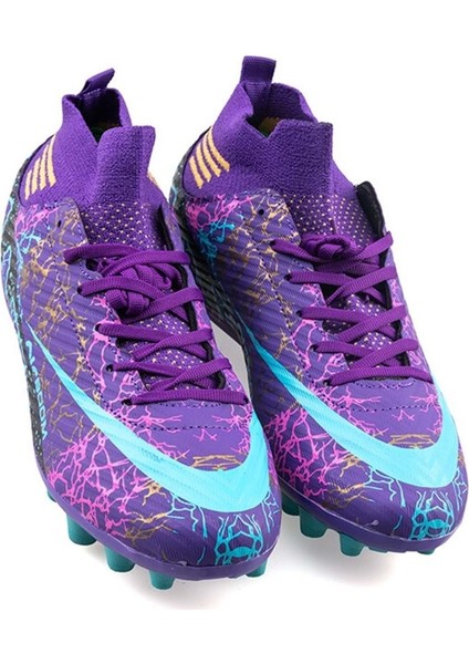 La Liga K565 Genç Çoraplı Çim Saha Kramponu Mor - Turkuaz modelleri
