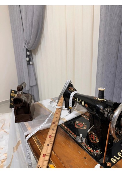 Nivemeshome Mızraklı FIR0914 AR03102 V-105 Gri 1/2,5 Sık Pileli Tül Perde Apm