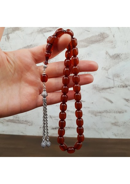 Gümüş Püskül Kahve Faturan Sıkma Kehribar Tesbih fiyatları