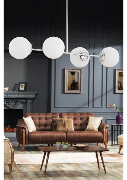 Vina 4'lü Glop Camlı Beyaz Yeni Sezon Avize