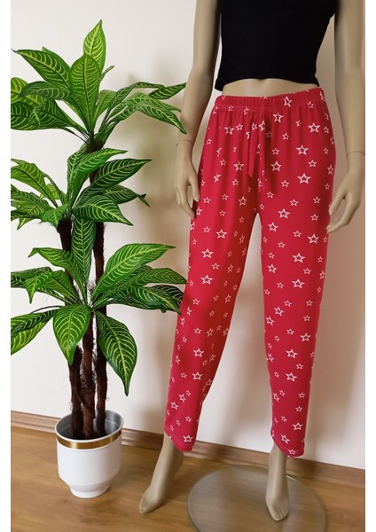 Kadın Milan Kumaş Yıldız Desenli Rahat Kesim Yumuşak Esnek Pijama Altı modelleri