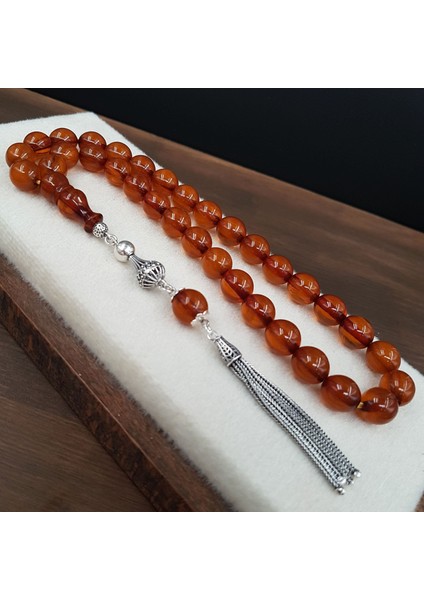 Gümüş Püskül Hareli Kahve Sıkma Kehribar Tesbih fiyatları