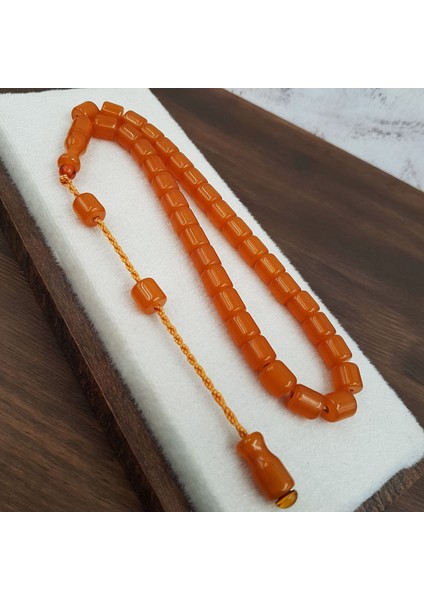 Kayısı Rengi Kısa Kapsül Sıkma Kehribar Tesbih fiyatları