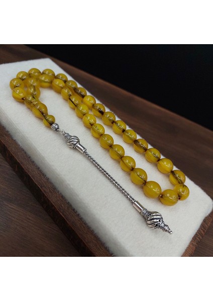 Gümüş Püskül Çubuk Yeşil Hamur Sıkma Kehribar