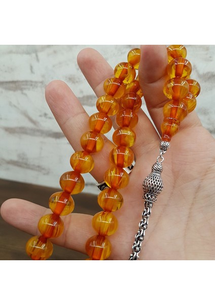 Büyük Boy Havşa Delim Sarı Sıkma Kehribar Tesbih fiyatları