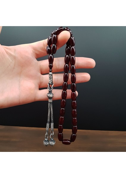 Havşa Delim Gümüş Kazaz Sıkma Kehribar Tesbih