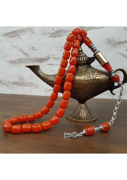 Nakkaş Imame Turuncu Sıkma Kehribar Tesbih