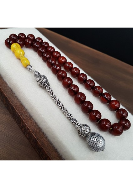 Gümüş Püskül Imame Traşlı Sıkma Kehribar Tesbih fiyatları