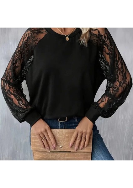 Mdb Kadın Uzun Dantel Kollu Bisiklet Yaka Viskon Bluz indirimleri