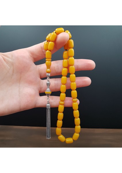 Bürokrat Boy Sarı Kapsül Sıkma Kehribar Tesbih