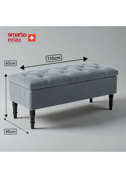 Puf Sannen Sandıklı Ayaklı Kapitoneli Dekoratif 100x40x45 cm(Gri) modelleri