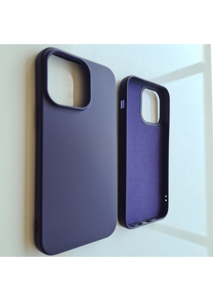 İphone 14 Pro Max (6.7) ile Uyumlu Logosuz Lansman Içi Süet Silikon Kılıf
