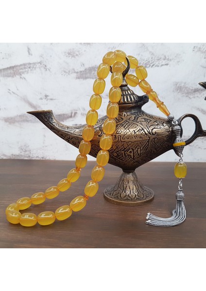 Gümüş Püskül 06 Delim Buğulu Sıkma Kehribar Tesbih