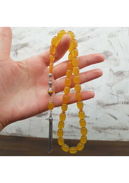 Gümüş Püskül 06 Delim Buğulu Sıkma Kehribar Tesbih fiyatları