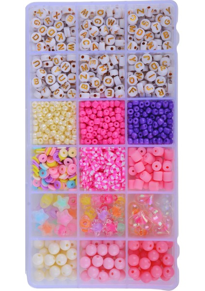 18 Gözlü Bol Harfli Eğlenceli Boncuk Seti Takı Yapım Seti